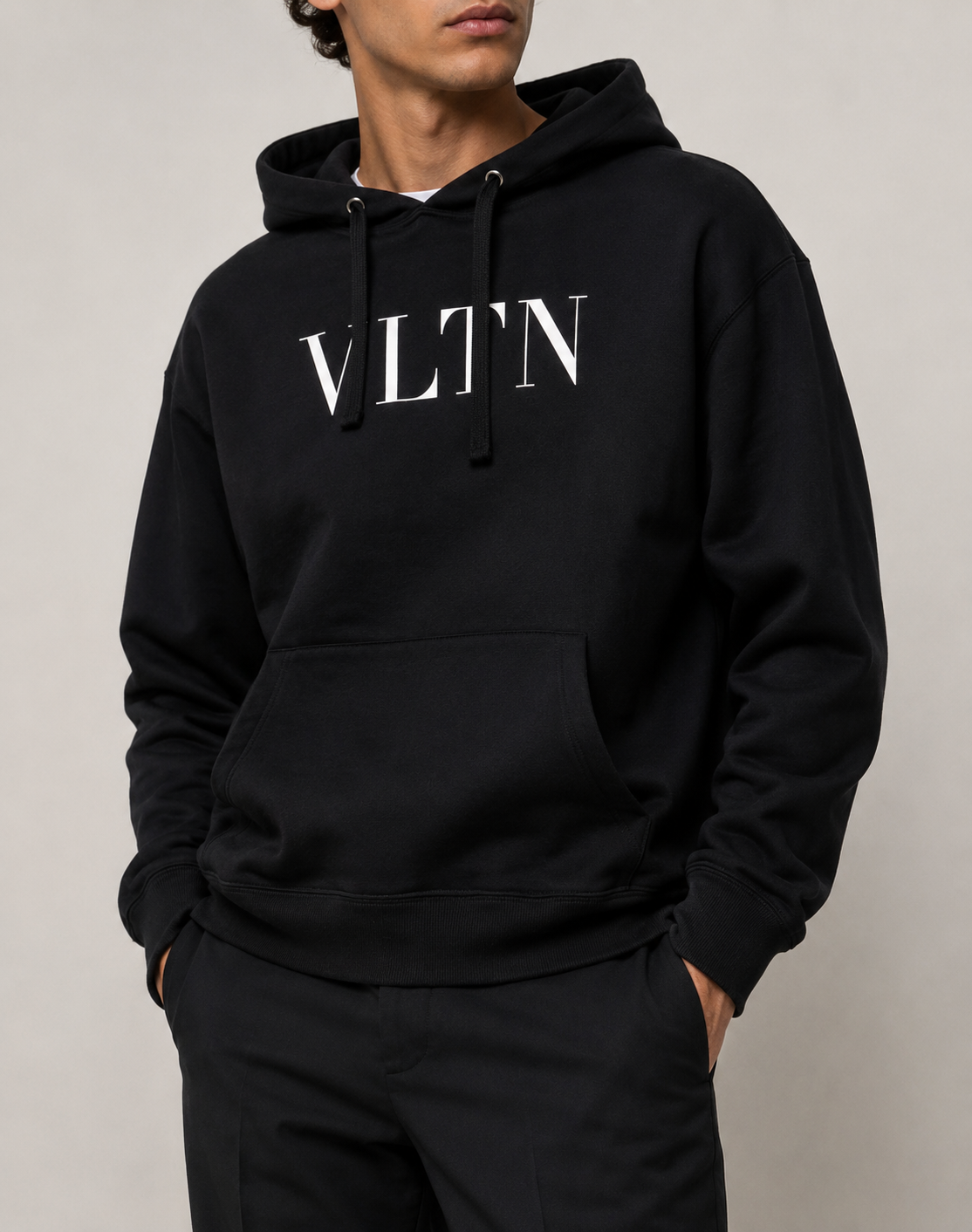Valentino Garavani VLTN Logo Print Hoodie in Black – BuyHeda