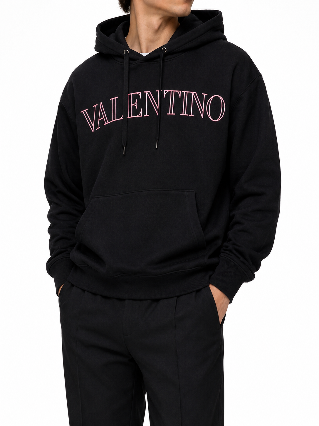 Valentino Garavani Valentino Embroidered Logo Hoodie in Black – BuyHeda